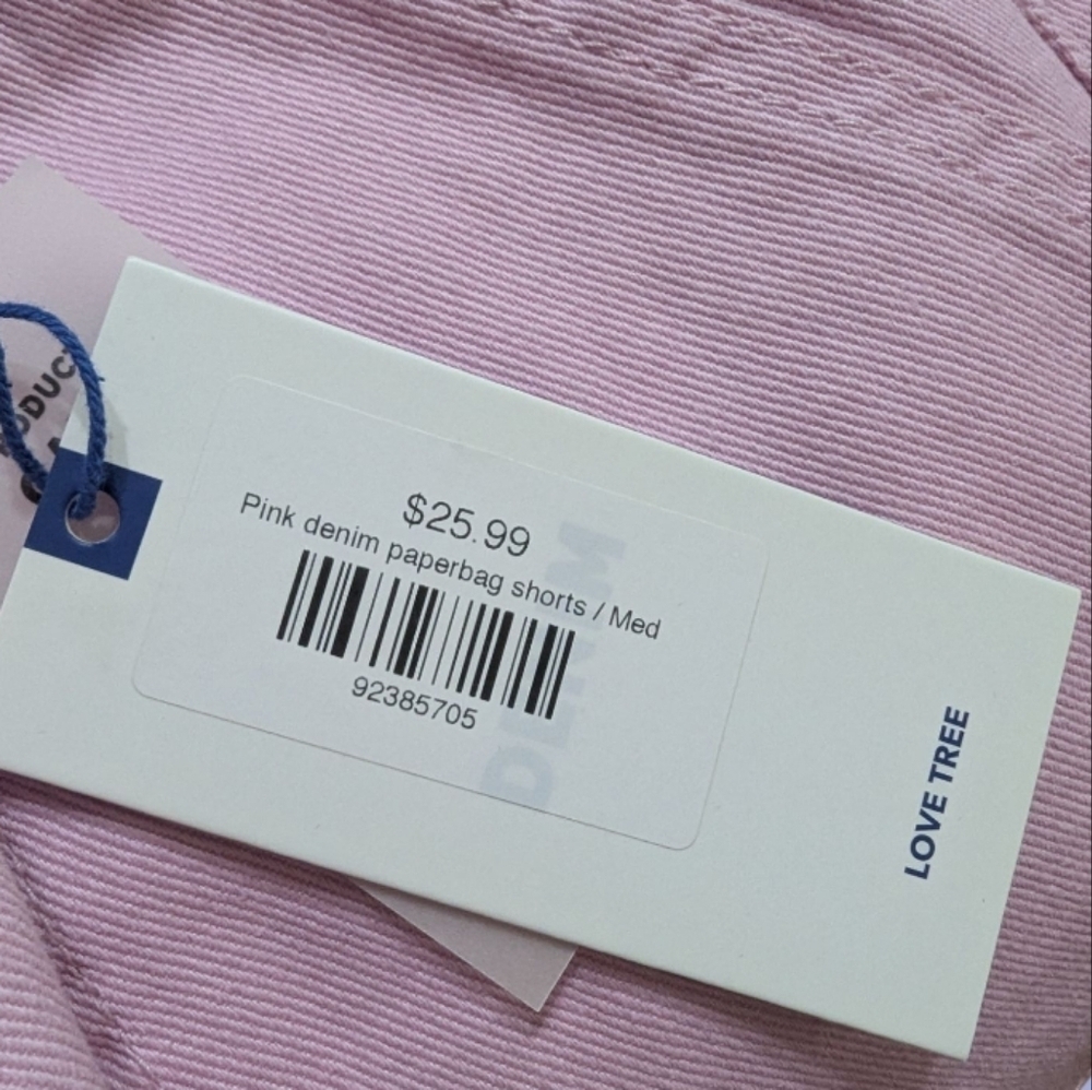 NWT Love Tree Pink Paper Bag Waist Women's Shorts Size Medium - Picture 7 of 7